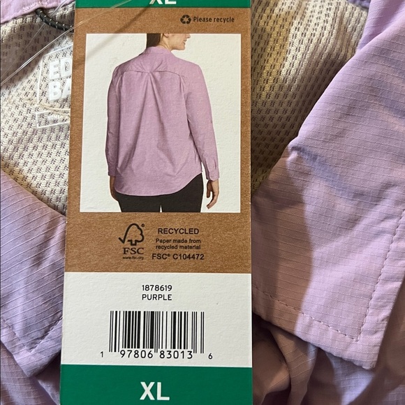 NWT Eddie Bauer Women's Mountain Ripstop purple lavender Long Sleeve Shirt UPF50 - Picture 4 of 4